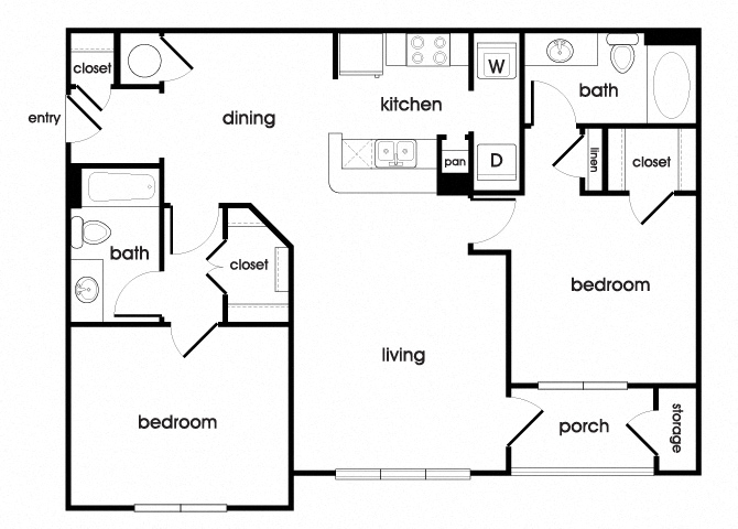 B1 Floorplan at Longwood Vista Apartments in Doraville, GA
